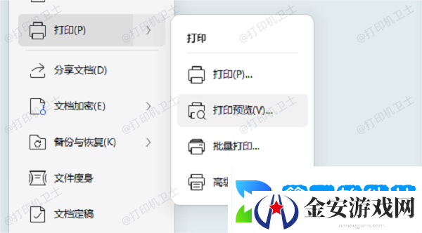 预览打印效果