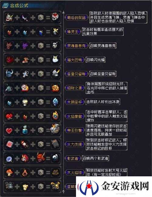 战魂铭人圣里贝留斯合成公式大揭秘